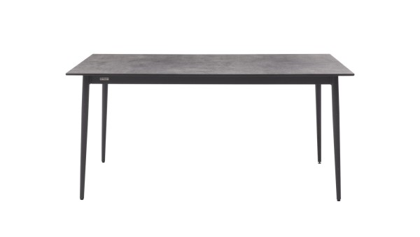 Interliving Tisch 7003 Beton hochwertiger Gartentisch in Betonoptik dünne Tischplatte kratzfest mit Facette Metallgestell Antrazit