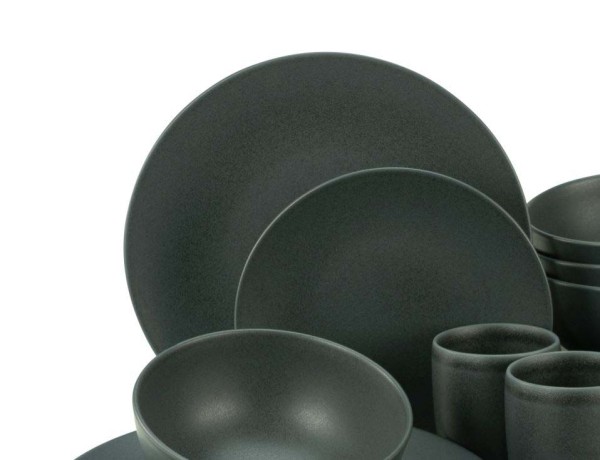 Creatable Teller Soft Touch schwarz Robust Steinzeug Geschirrserie pflegeleicht spülmaschinengeeignet