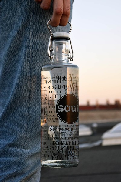 Soulbottles Trinkflasche Fill your Life with soul Glasflasche Tragegriff auslaufsicher spülmaschinenfest
