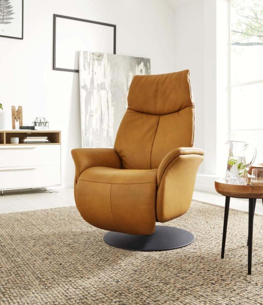 Interliving Relax-Sessel 4550 Leder Kürbis moderner TV-Sessel bequem gepolstert weich stilvoller Relaxsessel Ledersessel mit Relax-Funktion Tellerfuß