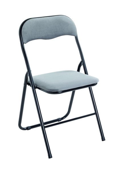 Haku Klappstuhl Niklas Grau gepolterter Stuhl zum Klappen klappbarer Stuhl Samtbezug schwarzes Gestell platzsparender Stuhl