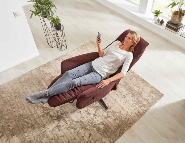 Interliving Relax-Sessel 4560 Melange Chianti Beinauflage gepolstert Zurücklehnen Fernsehsessel Komfortsessel Liegefunktion