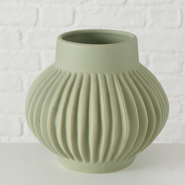 Boltze Vase Altena Dolomit echte Handarbeit aus Keramik stilvolle Riffelung
