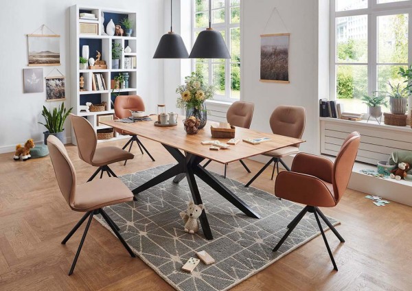 Niehoff Design-Stuhl Cloudy taupe Moderner Esszimmerstuhl greige schwarzes Stativgestell drehbar drehbarer Stuhl
