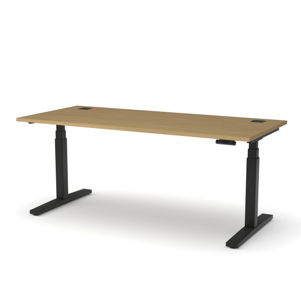 Nowy Styl Schreibtisch eUP 3 Hickory/Schwarz höhenverstellbarer Schreibtisch Holzoptik Tischplatte schwarzes Tischgestell modern Büromöbel Arbeitszimmer