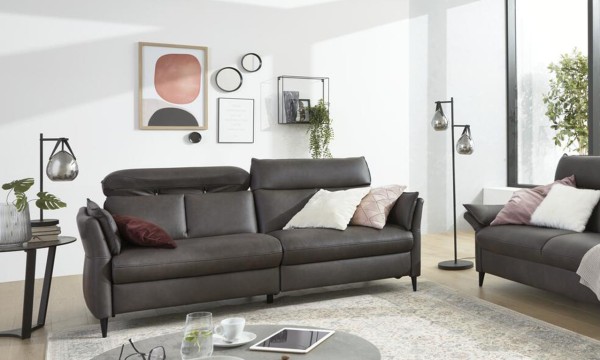 Interliving 3-Sitzer 4058 anthrazit Lederbezug dunkelgrau Couch höchster Komfort bequemes Sofa edles Design