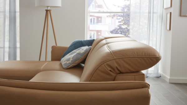 Polinova Polstergarnitur MM-PN1161 honey bequeme Rückenlehne Couch mit Lederbezug komfortabel gepolstert bequemes Sitzen