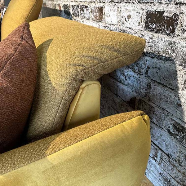 POCO Mega-Sofa New Jersey Mustard verstellbare Kopfpolster Sofa XXL-Couch bequem Material-Mix Samt Außenseite