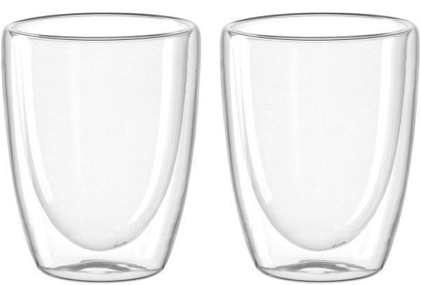 Leonardo Becher Duo Glas doppelwandiges Glas klar Thermobecher 2er Set 300 ml Getränke länger warm länger kalt ohne Henkel henkellos