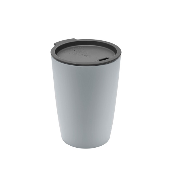 Magu Coffee to Go Becher Natur Design Silver praktischer Trinkbecher für unterwegs Becher mit Deckel Biopolymer 310 ml Volumen Kaffee to Go Tee to Go