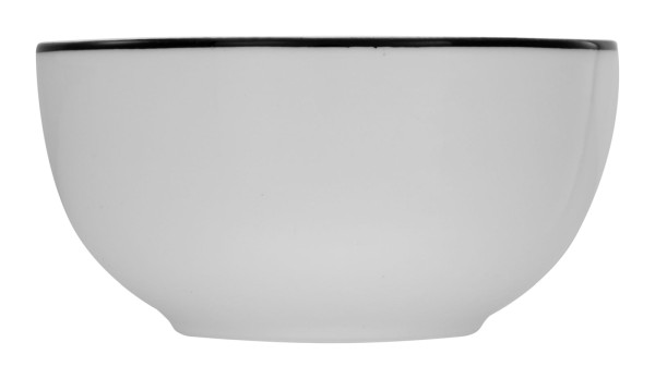 CreaTable Müslischale Luna Black Line Weiß klassisches Geschirr Porzellan weiß schwarze Linie spülmaschinenfest mikrowellengeeignet 14 cm