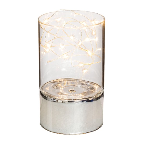 Gasper Dekogefäß Glas Glasgefäß mit LED-Lichtern beleuchtet Timer Funktion Weihnachtsdeko