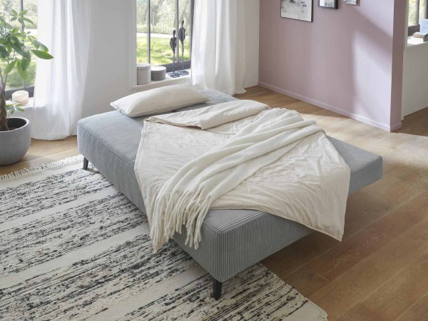 Restyl Schlafsofa Sandy grau Schlafsofa 140x193cm Liegefläche Cord Couch Querschläfer Metallfüße