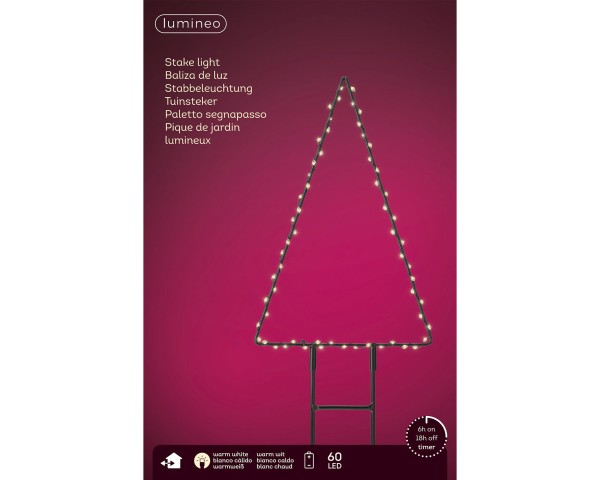 Kaemingk Micro LED Gartenstecker 49.3377 Schwarz Tanne Dreieck Metall Stab für Erde LED beleuchtete Tanne Weihnachten Outdoor Garten