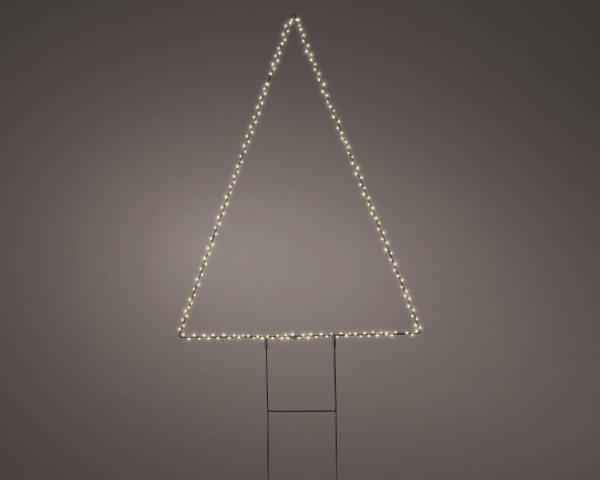 Kaemingk Micro LED Gartenstecker 49.338 Schwarz Tannenbaum Gartenstecker Stabbeleuchtung tannenförmige Gartenbeleuchtung LED mit Stecker Dreieck
