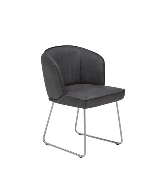 Interliving Stuhl 5503 Asphalt Metallfüße kufenform Edelstahloptik silber