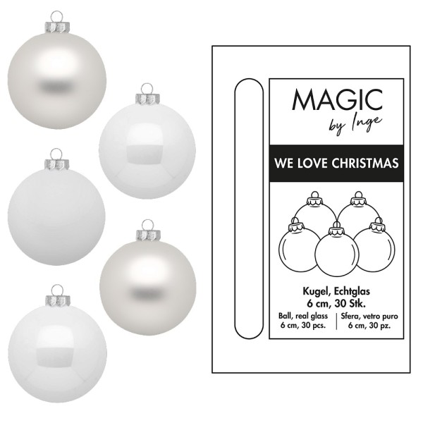 Inges Christmas Decor Kugel 15112P630 white Glaskugeln Weihnachten Weihnachtsschmuck weiß Weihnachtsbaum