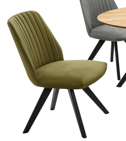 Standard Furniture Polsterstuhl Eldar olive Esszimmerstuhl modern mid century längssteppung oliv Stativgestell schwarz Möbeltrends Esszimmermöbel