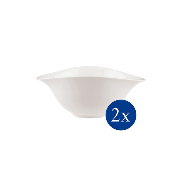Villeroy & Boch Pasta-Set Vapiano Porzellan 2 Schüsseln für Salat Vapiano-Form Salatschüsseln weißes Porzellan