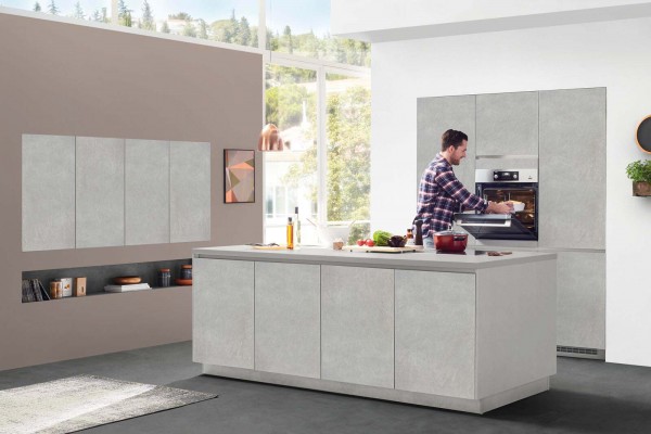 Nobilia Einbauküche Stone Art Schiefer Steingrau Küche modern schlicht reduziertes Design Steinoptik 3D Dekor hochwertig