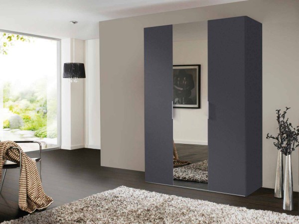 Express Möbel Drehtürenschrank Swift Basalt Derehtüren Kleiderschrank schwarz modern mit Spiegel konfigurierbar Schlafzimmer