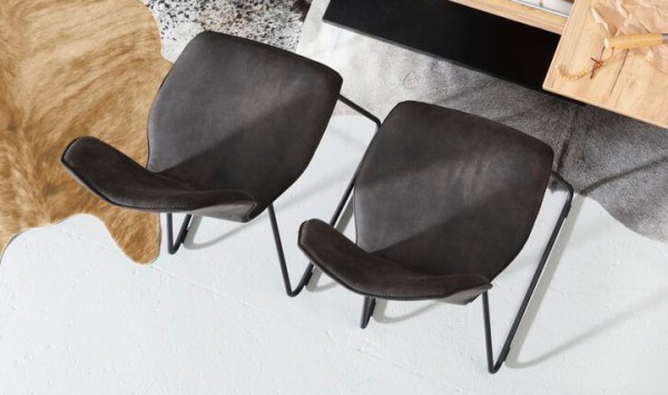 Niehoff Design-Stuhl Milton stone Polsterstuhl mit Rückenlehne runde Form skandinavisch Scandilook grau dunkelgrau modern Esszimmerstuhl