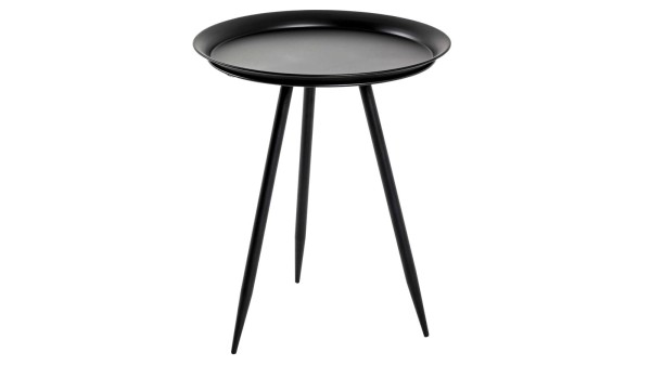 Haku Beistelltisch Hans 2 schwarz runder Beistelltisch Metalltisch runde Tischplatte Tellerform dreibeinig Dreibein-Gestell Skandi
