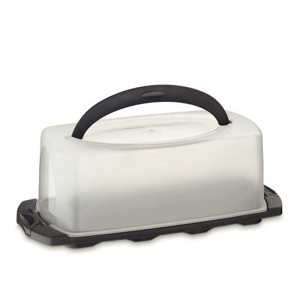 Kela Königskuchenbehälter Deli graphitgrau Transportbox für Kuchen mit Tragegriffen rechteckig für rechteckige Kuchen Kunststoff grau