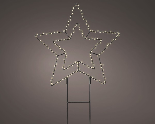 Kaemingk Micro LED Gartenstecker 49.3387 Schwarz Weihnachtsbeleuchtung Outdoor Garten Erdspieße sternförmige Beleuchtung LED beleuchteter Metallstern