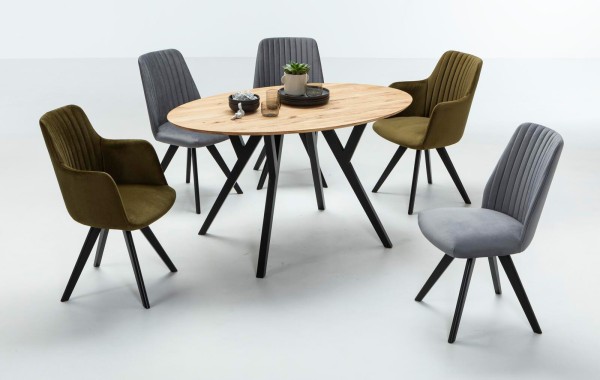 Standard Furniture Esstisch Mak Eiche Tischplatte oval Eiche massiv ovaler Tish modern Scandilook skandinavisches Design Esszimmermöbel