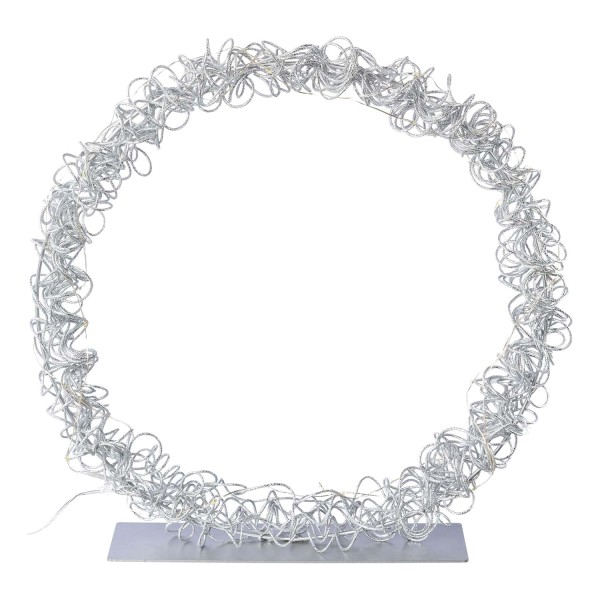 Gasper Metalldraht-Ring silber Silberne Weihnachtsdeko Ring beleuchtet LED-Beleuchtung